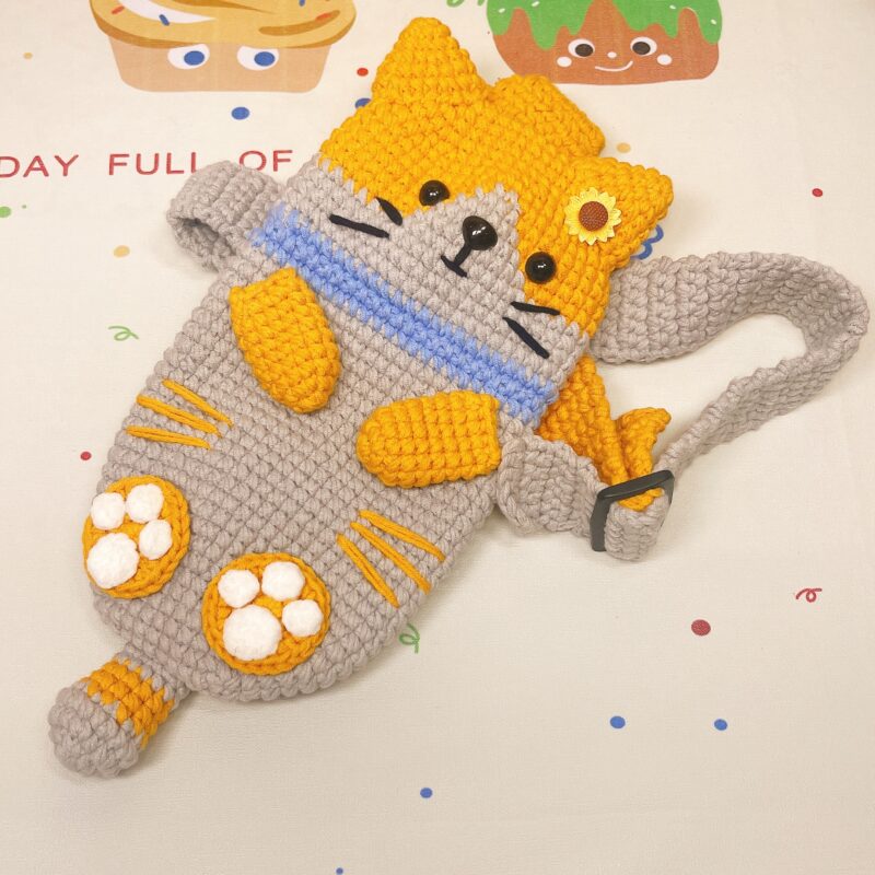 Cute cat shaped front chest crossbody bag