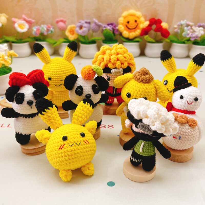 Crochet cute Pompom , Pikachu, Yeti, Kakashi, Naruto and Panda and more!!