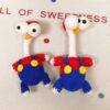 Funny long-necked, wide-eyed chicken with a quirky design style