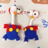 Funny long-necked, wide-eyed chicken with a quirky design style